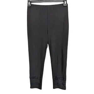 Joseph Ribkoff 3/4 Length Leggings Womens Size 6 Black  Sheer Ruched Ankle Gym